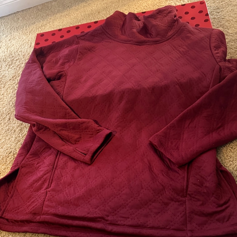 RBX Women's Quilted mock neck Burgundy Tunic Top XL